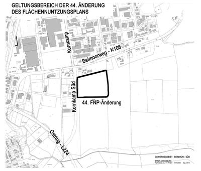 Geltungsbereich der 44. &Auml;nderung des Fl&auml;chennutzungsplans