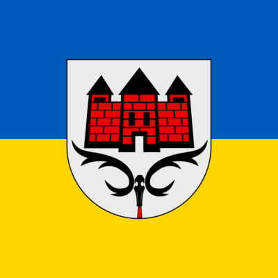 Flagge Ukraine und Wappen Stadt Ahrensburg