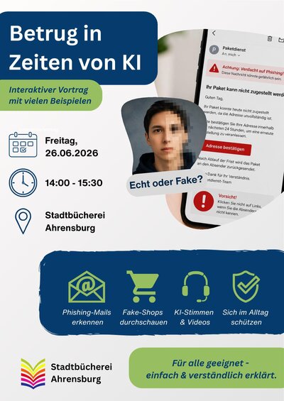 Plakat "Betrug in Zeiten von KI"